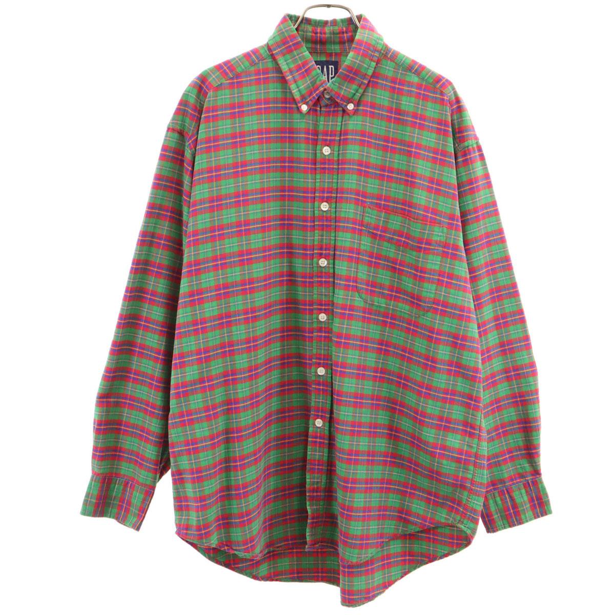 

GAP 90-х годов Рубашка с длинным рукавом на пуговицах в старую клетку L зеленая Мужская Б/У