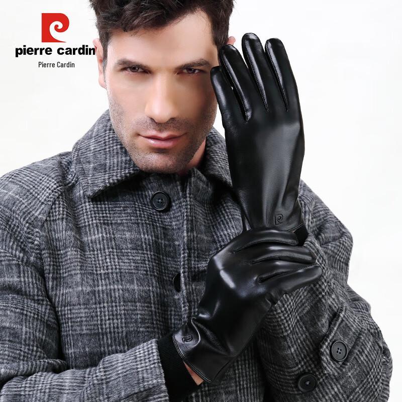 Pierre Cardin Men's Goatskin Touchscreen Motorcycle Gloves