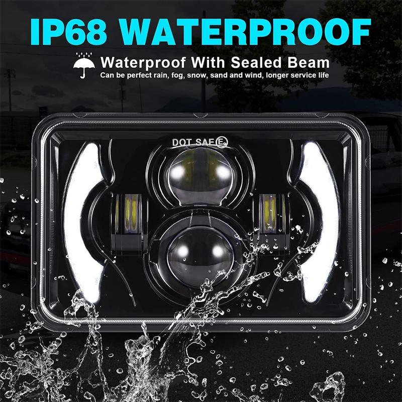 2Pcs LED HeadLight 5 Inch Square LED HeadLamp Turn Signal Light DRL Driving Light for Car Motorcycle Offroad 4x6 9-30V 45W