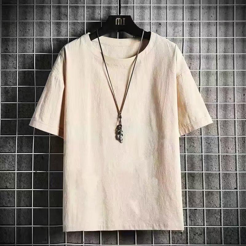 

Men s O Neck T-shirts Lightweight Plus Size Solid Color Casual Top Streetwear XL хакі