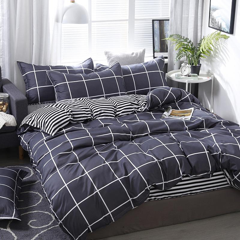 

Комплект из четырех предметов постельного белья из стираного хлопка, пододеяльник, простыня, пододеяльник, простой комплект в скандинавском стиле 1.5m bed