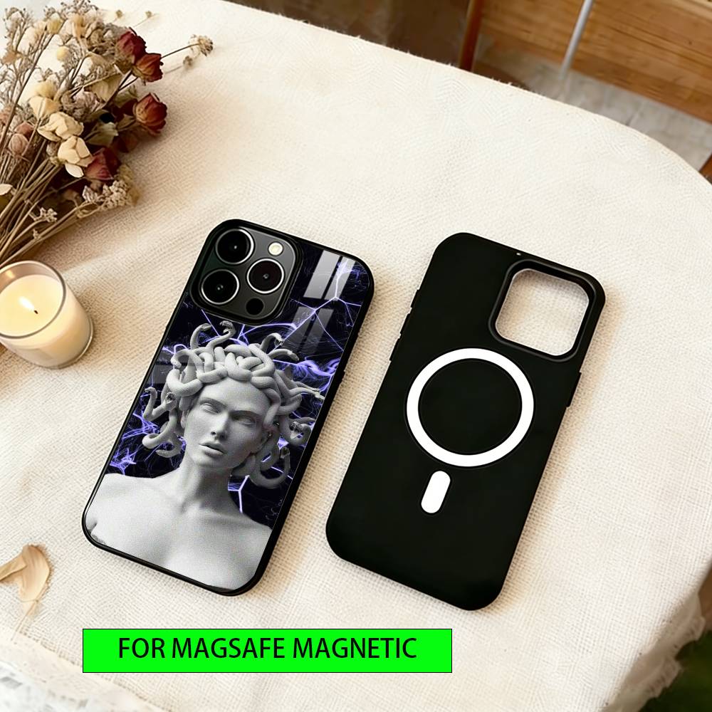 Medusa Phone Case For iPhone17,16,15,14,13,12,11 Plus,Pro Magnetic For Magsafe Wireless Charging