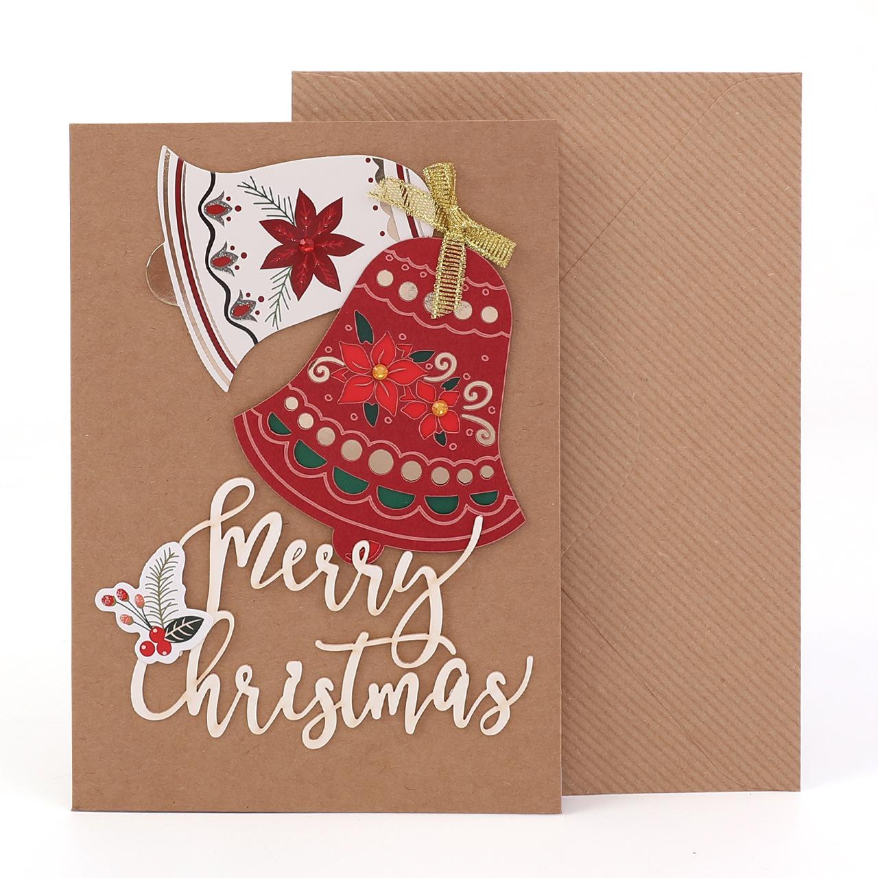 

Handmade Merry Christmas Greeting Cards with Envelope Featuring Snowman & Elk Design - Perfect Xmas Party New Year Gifts