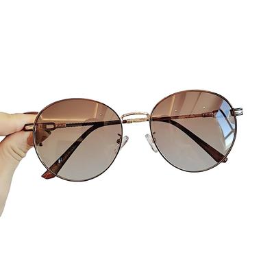FEISEDY Lunettes de Soleil Polarisées pour Hommes et UV Couleur Métal Petite Montagne B1247 Femmes, UV400, Protection, Élégant, TAC, Rondes, Verre, Monture, Visage,