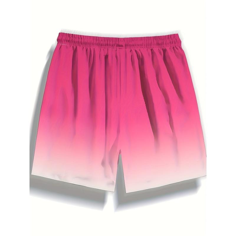 Gradient print men's casual fashion sports shorts loose and comfortable gym men's swimwear beach shorts