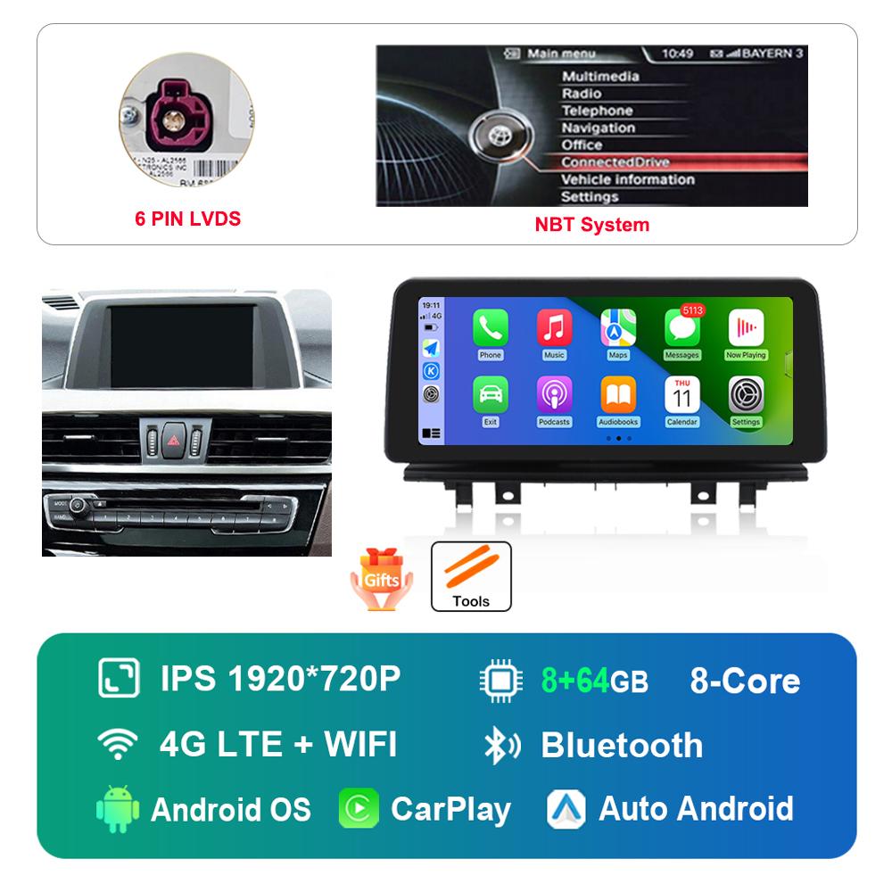 12.3 Inch 1920*720P HD Touch Screen for BMW X1 F48 2016 - 2019 NBT EVO System Android Car Radio Multimedia Player DSP 4G WiFi