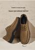 Men's Large Size Genuine Leather Outdoor Mountaineering Shoes - Breathable, Non-slip, Wear-resistant with Thick Sole.