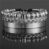 Vintage Crown Stainless Steel Bracelet Set With Letter And Number Charms For Men And Women