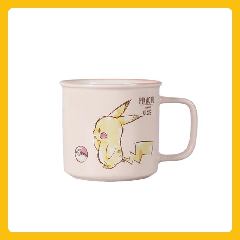 

SHUNXIANG Pokémon Ceramic Mug Pikachu Breakfast Milk Cups Office Coffee Tea Cup Cartoon Anime Theme Porcelain Water Cups Gift 301-400ml розовый