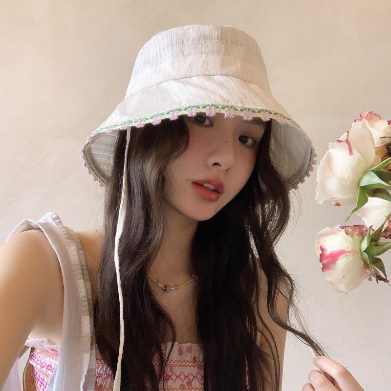 

Кружевная белая шляпа рыбака детская весенняя большой окружности головы шляпа-тазик солнцезащитная шляпа-ведро adult average size бежевый