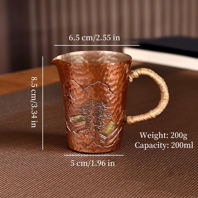 Vintage Pure Copper Moscow Mule Mug Engraved Flower Durable Coppery Beer 200ml Mugs Coffee Mug Milk Cup Weave Handle Drinkware