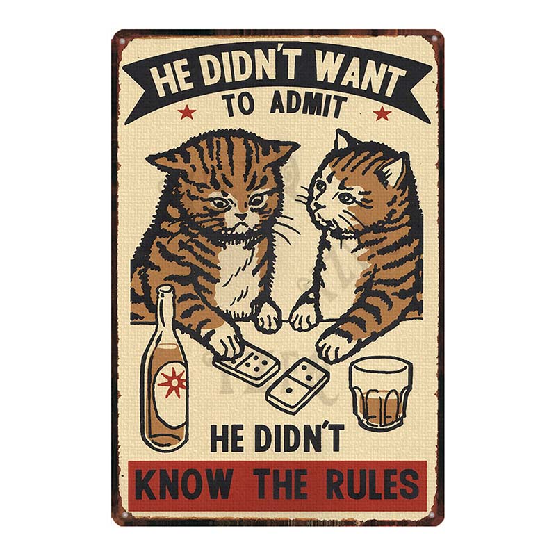 Cat And Dog Diet Funny Picture Metal Tin Signs Plaque Vintage Wall Bar Home Art Pet Shop Decor Customizable 30X20CM DU-7090A