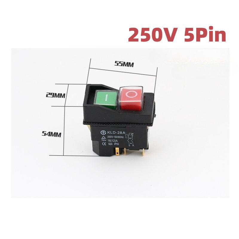 4/5Pin AC250V 16A Waterproof IP55 Push Button Electromagnetic Switch Magnetic Starter Power Safety Switches for Machine Tool