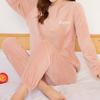 Cozy Winter 2023 Women Fleece Pajama Set Warm Velvet Loose Top Elastic Waist Pants Casual Home Wear Woolen Suit