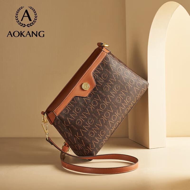 Aokang Women's Crossbody Bag, Handbag, Large Capacity, Small Square Bag, Shoulder Bag, Coffee Color