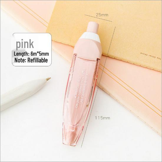 Press-Activated Refillable Correction Tape - High Aesthetic, Student-Friendly Ins Style Correction Fluid