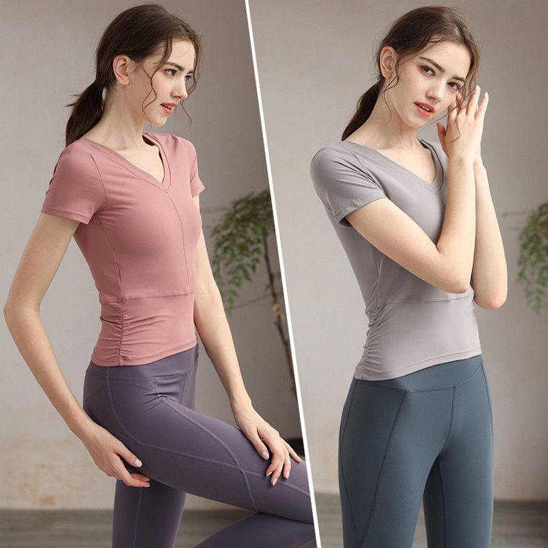 Pilates Fashion V-neck with Chest Pad Waist Fitness Suit