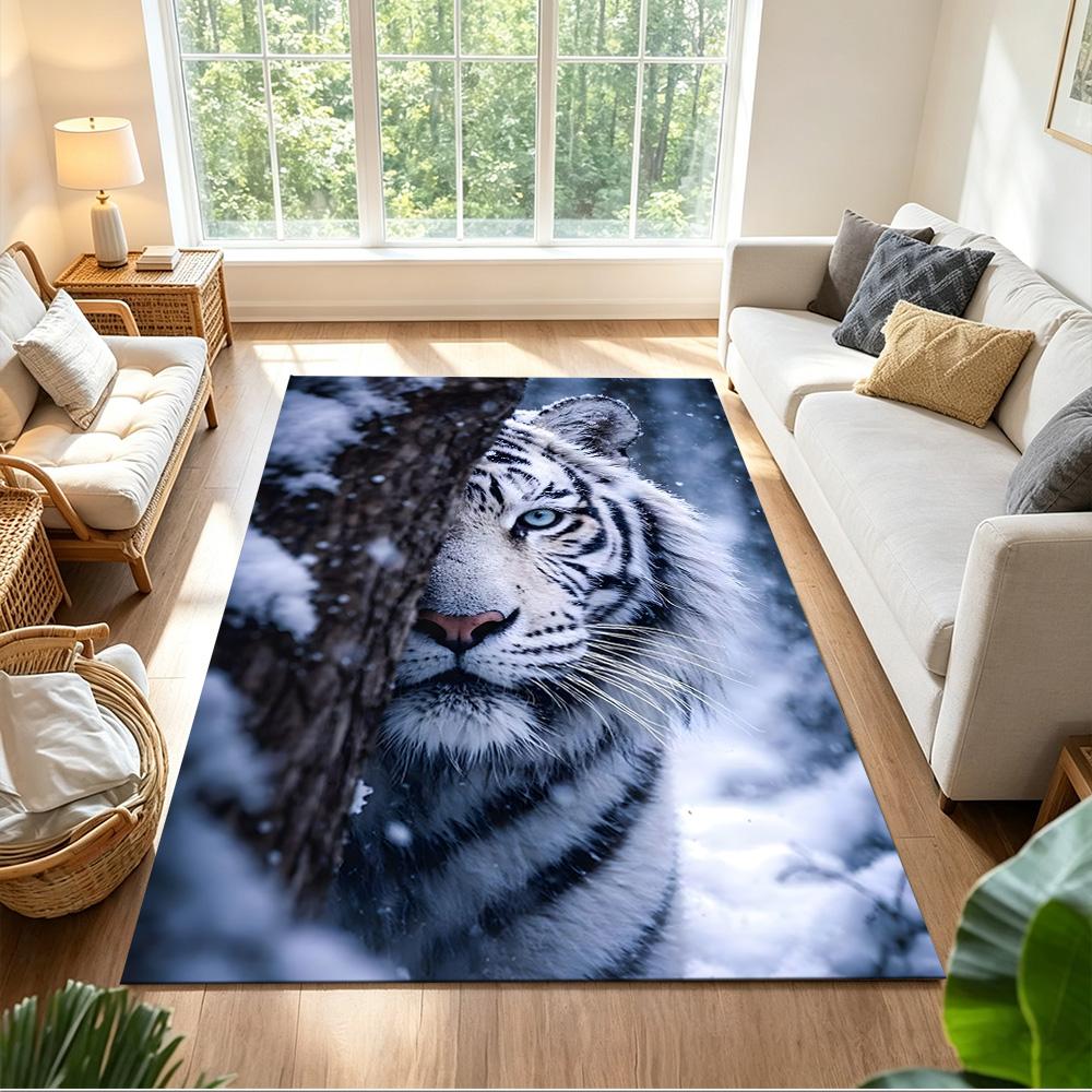 Tiger In Waterfall Realm Non-Slip Home Carpet Design for Office Decor Living Room Gift
