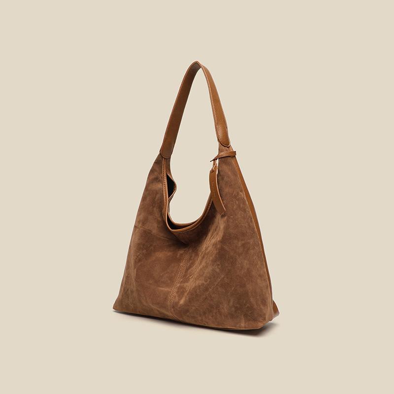 Geantă de capacitate mare Geantă de umăr din piele întoarsă Geantă tip bucket populară pentru navetă Geantă crossbody cu curea lată