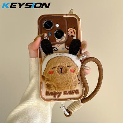 KEYSION Cute 3D Cartoon Plush Case for TECNO Spark Go 1 Go 2025 with Lanyard Silicone Shockproof Phone Cover for Tecno Pop9 4G