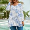 Women's Fashion Large Size Round Neck Long Sleeve Casual Print Loose Pullover Top