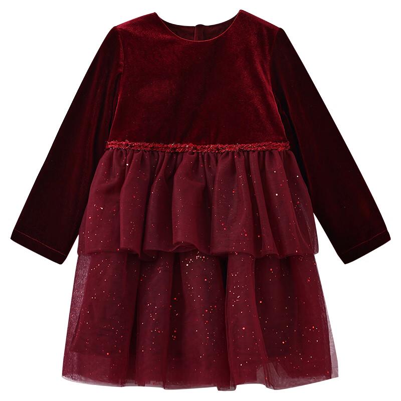 Hacikis Girls' Velvet Princess Tiered Dress with Fleece Lining