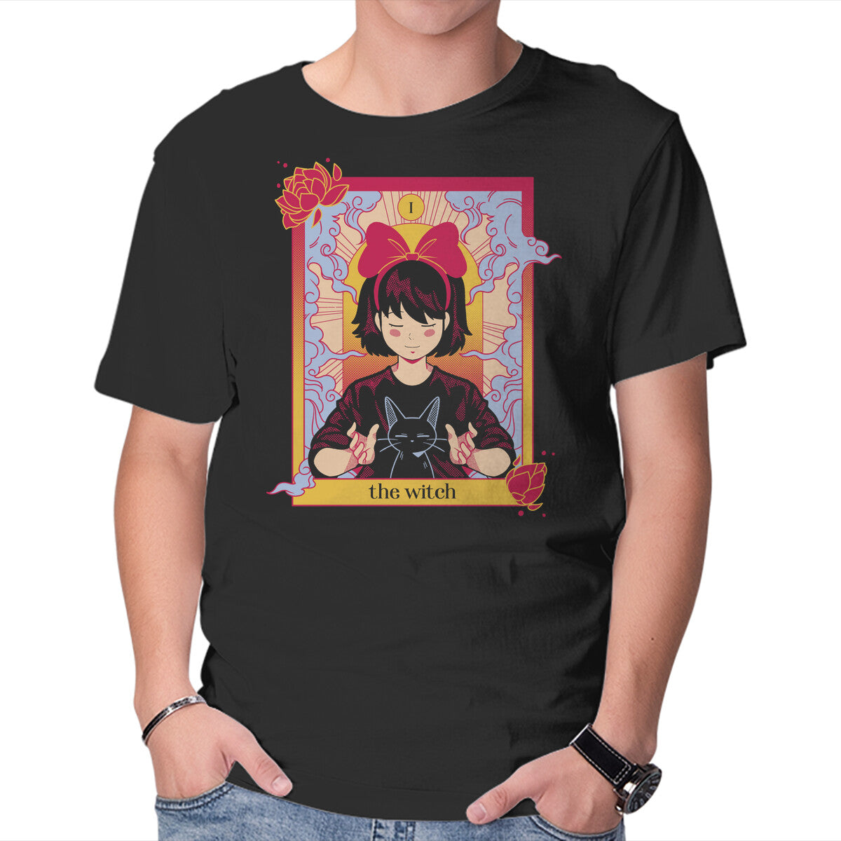 Unisex Crew Neck T-Shirt The Witch Tarot Graphic Short Sleeve Casual Tee M