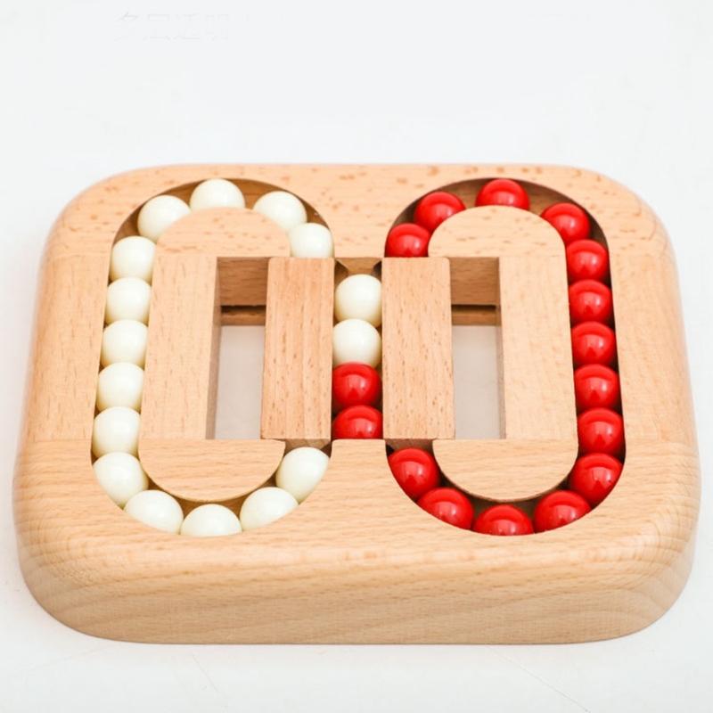 Interactive Wood Bead Puzzle Toy for Kids and Adult with Rotating Beans to Boost Cognitive Ability Fun Family Activity