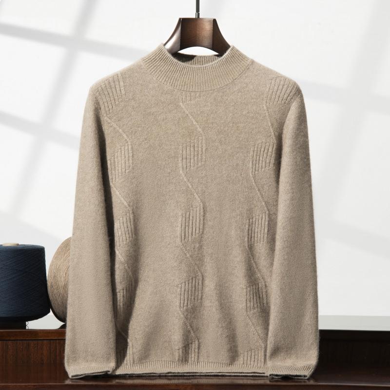 2025 high-end 100 cashmere shirt semi-turtleneck loose thickened inner sweater