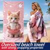 Orange Katze Pullover Becherhalter Thema Polyester Mikrofaser Strandtuch ist hochsaugfähig geeignet für Schwimmen und Strandausflüge