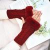 Winter Women Gloves Plush Faux Fur Knitting Wool Keep Warm Mitten Fingerless Lady Girl Half Finger Gloves Christmas Gift