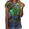 Summer Plant Printing Summer Women's Short Sleeves 3D Digital Printing 3440