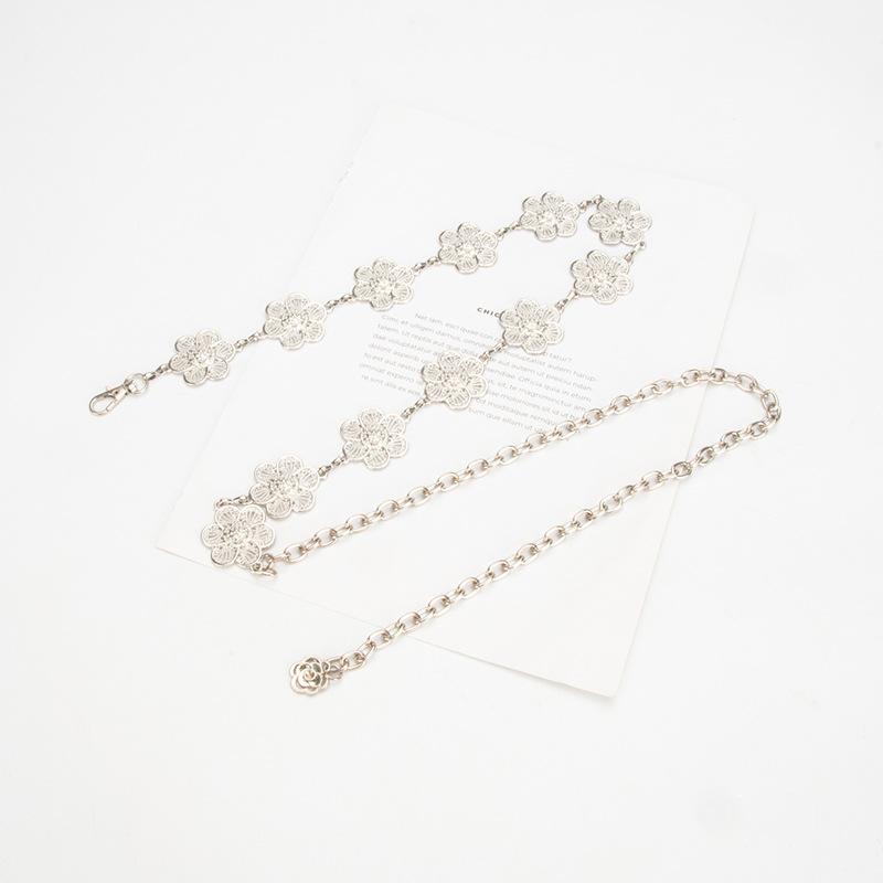 New Ethnic Style Fashionable Flowers Hollow Exquisite Carved Waist Chain Dress Versatile Metal Waist Chain Accessories