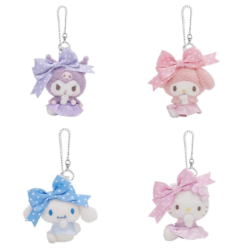 Sanrio Kuromi Melody Cinnamoroll Wave Point Bow Keychain Plush