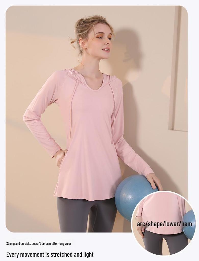 Women's Quick-Dry Breathable Slim Fit Long Sleeve Hoodie for Yoga and Running