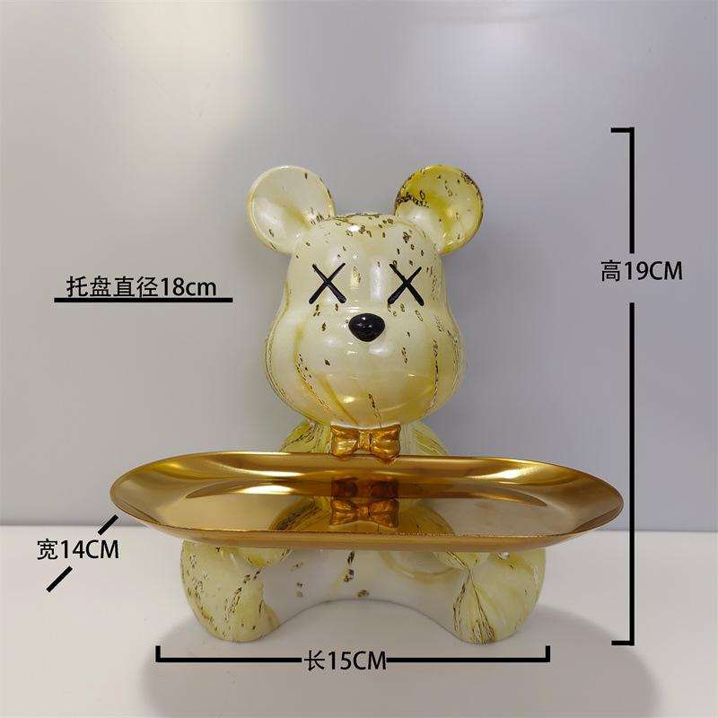 [2025 New] Cartoon Bear Tray Decor - Luxury Entryway Key Organizer, Multi-Function Resin Catchall for Living Room