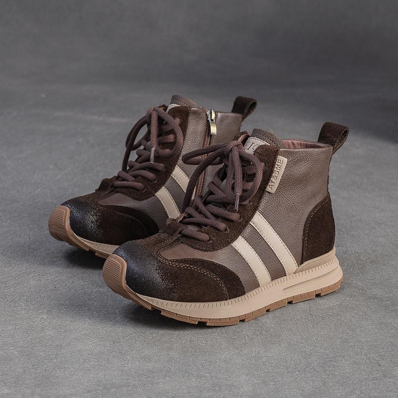 

Модная GKTINOO Натуральная кожа Повседневная спортивная обувь Осень Зима 2025 Новая Универсальная Легкая Удобная И На шнуровке Женская обувь 35 кофейный