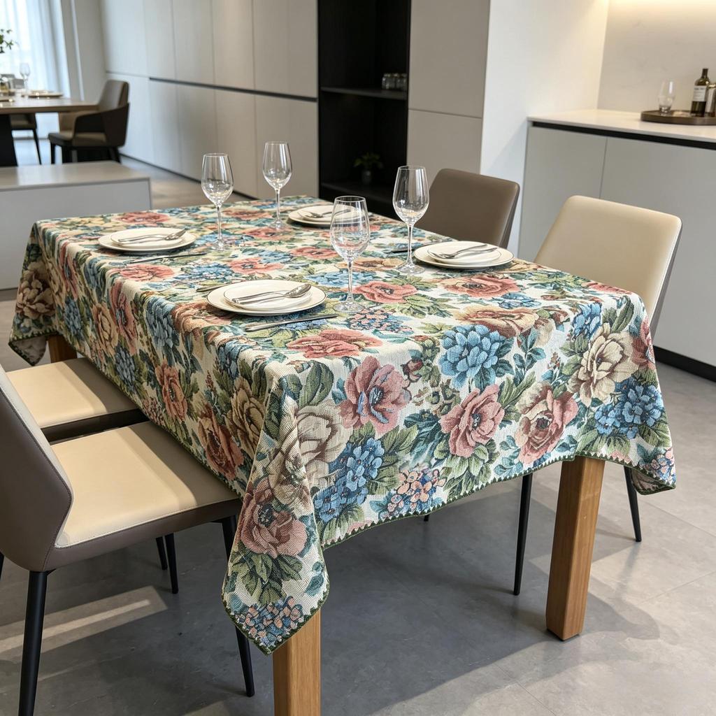 Dining Room Kitchen Party Event Convenient Washable Rectangle Cotton Linen Soft Table Cloth