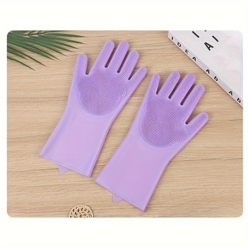 1pair Silicone dishwashing gloves for kitchen-clean household gloves necessary for dishwashing-magic gloves that can be waterpro
