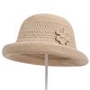 Elegant Temperament Women'S Top Hat Women'S Woven Flower Mother Bucket Hat Summer Outdoor Vacation Sunshade Basin Hat