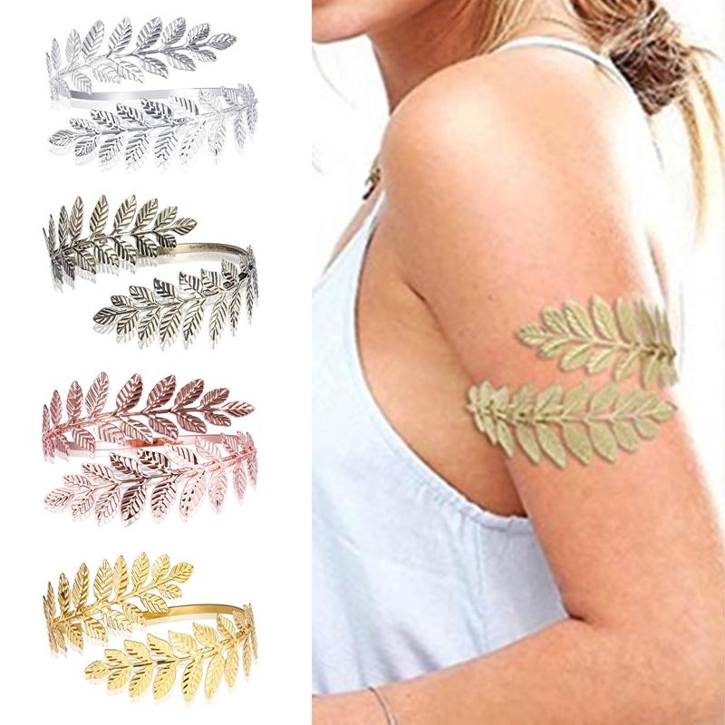 Metal Greek Roman Laurel Leaf Bracelet Armband Upper Arm Cuff Armlet