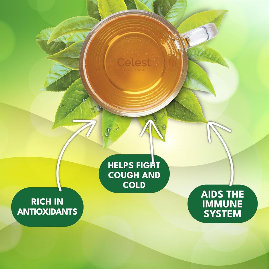 Celest Tulsi Green Tea 100 Bags | Natural Tulsi Green Tea Bags for Wellness and Detox