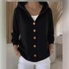 2025 Women’s Solid Color Button Knit Hooded Cardigan Sweater - Casual Fashion for Autumn & Winter