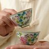 Huang Ru Kiln Kung Fu Teacup Peony Flower Tea Cup Ceramic Tea Set Tea Bowl Opening Can Raise Landscape Drink Tea Tasting Cup