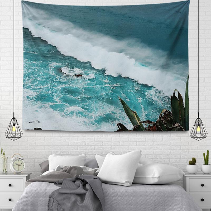

Настенный декор, гобелен, красивое украшение для комнаты, синие пляжные аксессуары, настенный большой тканевый настенный домашний осенний декор 100X75CM