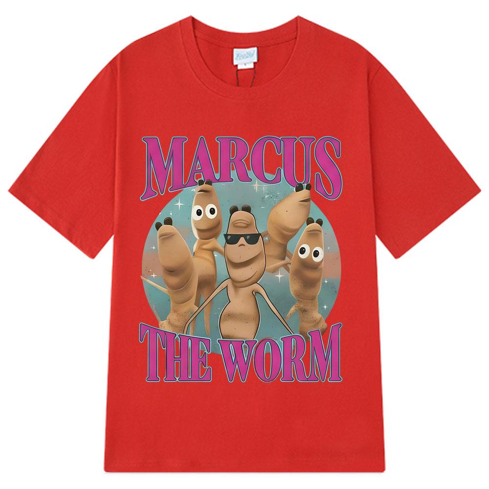 Marcus The Worm Funny Meme Graphic T-Shirt Men Women Harajuku Fashion Vintage T-shirt Short-sleeved Loose Casual Cotton T-shirts