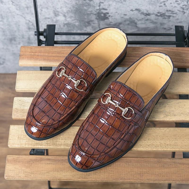 

Новые модные черные летние мужские сандалии с коричневым каменным узором, мокасины с круглым носком, мужская обувь ручной работы, размер 38-47 47 коричневый