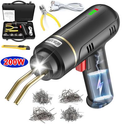 200W Cordless Plastic Welder Bumper Repair Kit with 200PCS Hot Stapler 5000mAh Battery Type-c Rechargeable Plastic Welder Gun