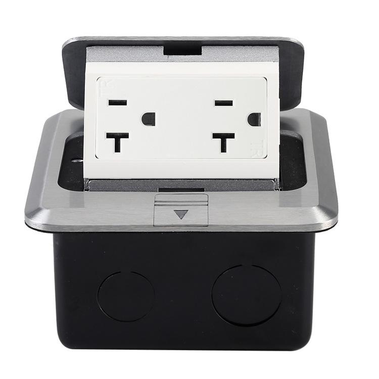Concealed 20A/125V Pop-up TR Floor Socket, US Standard