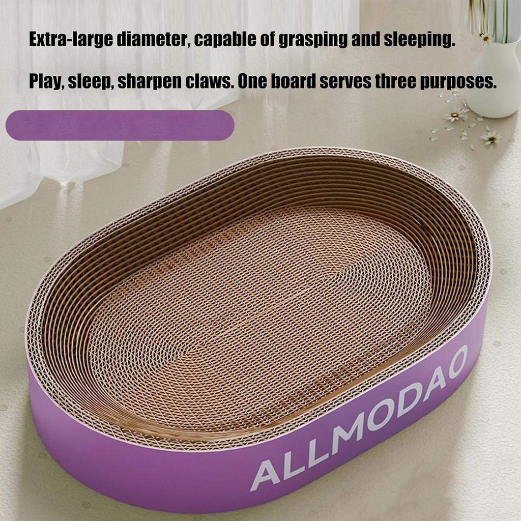 Scratcher with Bed, Corrugated Cardboard Scratching Pad, Low Shedding Litter Box Shape for Indoor Cats
